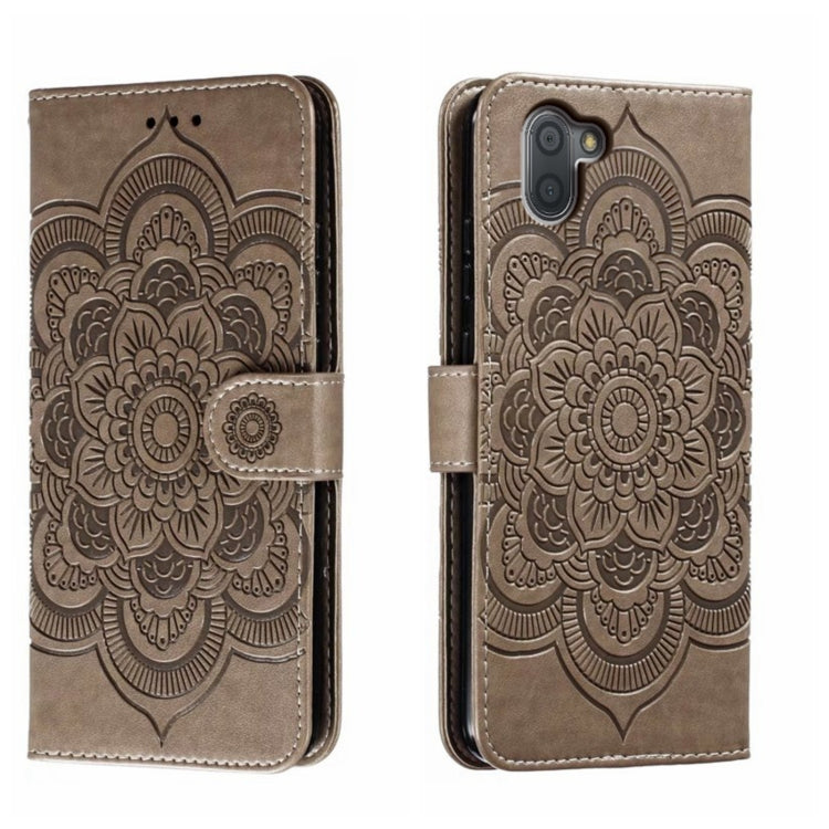 Sun Mandala Embossing Pattern Phone Leather Case, For Sharp Aquos R8 Pro, For Sharp Aquos Wish, For Sharp Aquos Sense3, For Sharp Aquos R5G, For Sharp Aquos R3, For Sharp Aquos R2