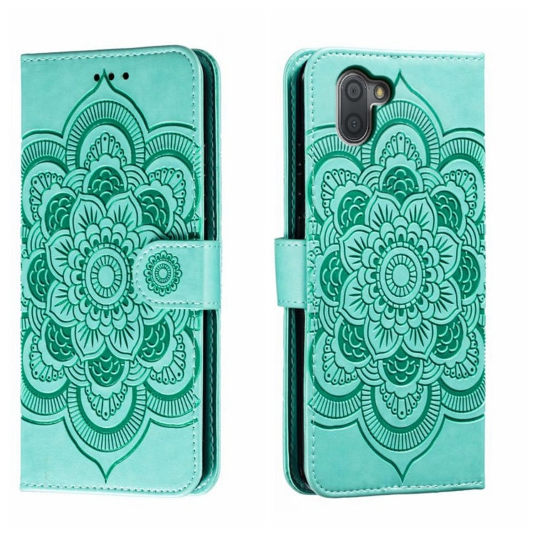 Sun Mandala Embossing Pattern Phone Leather Case, For Sharp Aquos R8 Pro, For Sharp Aquos Wish, For Sharp Aquos Sense3, For Sharp Aquos R5G, For Sharp Aquos R3, For Sharp Aquos R2