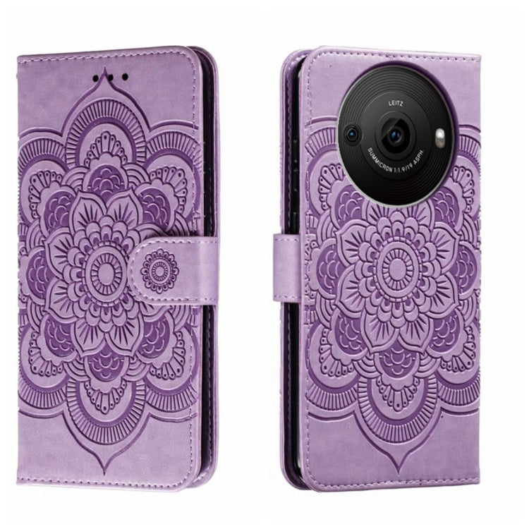 Sun Mandala Embossing Pattern Phone Leather Case, For Sharp Aquos R8 Pro, For Sharp Aquos Wish, For Sharp Aquos Sense3, For Sharp Aquos R5G, For Sharp Aquos R3, For Sharp Aquos R2