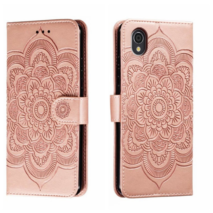 Sun Mandala Embossing Pattern Phone Leather Case, For Sharp Aquos Sense2