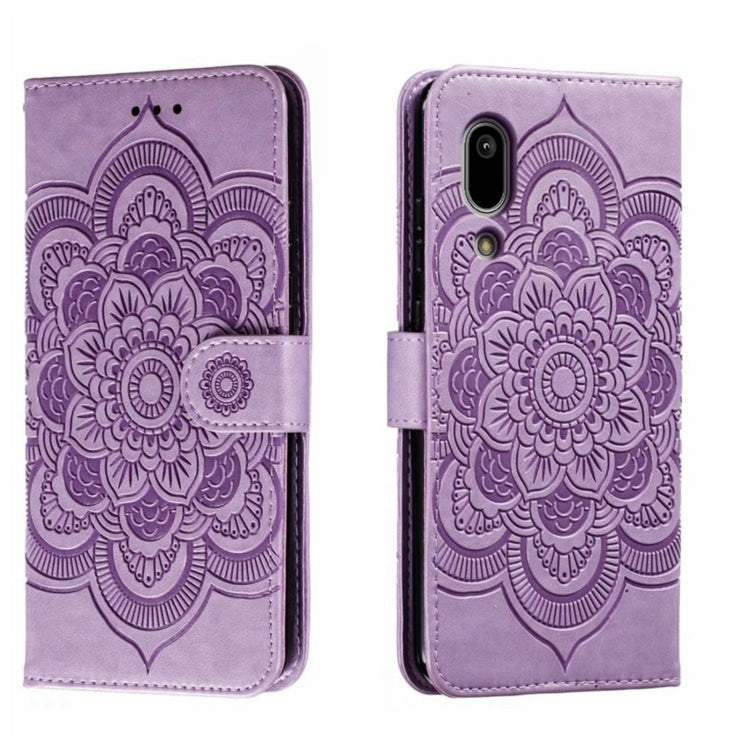 Sun Mandala Embossing Pattern Phone Leather Case, For Sharp Aquos R8 Pro, For Sharp Aquos Wish, For Sharp Aquos Sense3, For Sharp Aquos R5G, For Sharp Aquos R3, For Sharp Aquos R2