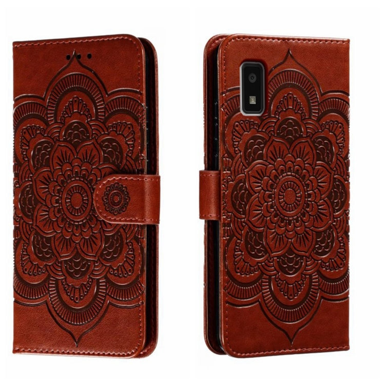 Sun Mandala Embossing Pattern Phone Leather Case, For Sharp Aquos R8 Pro, For Sharp Aquos Wish, For Sharp Aquos Sense3, For Sharp Aquos R5G, For Sharp Aquos R3, For Sharp Aquos R2