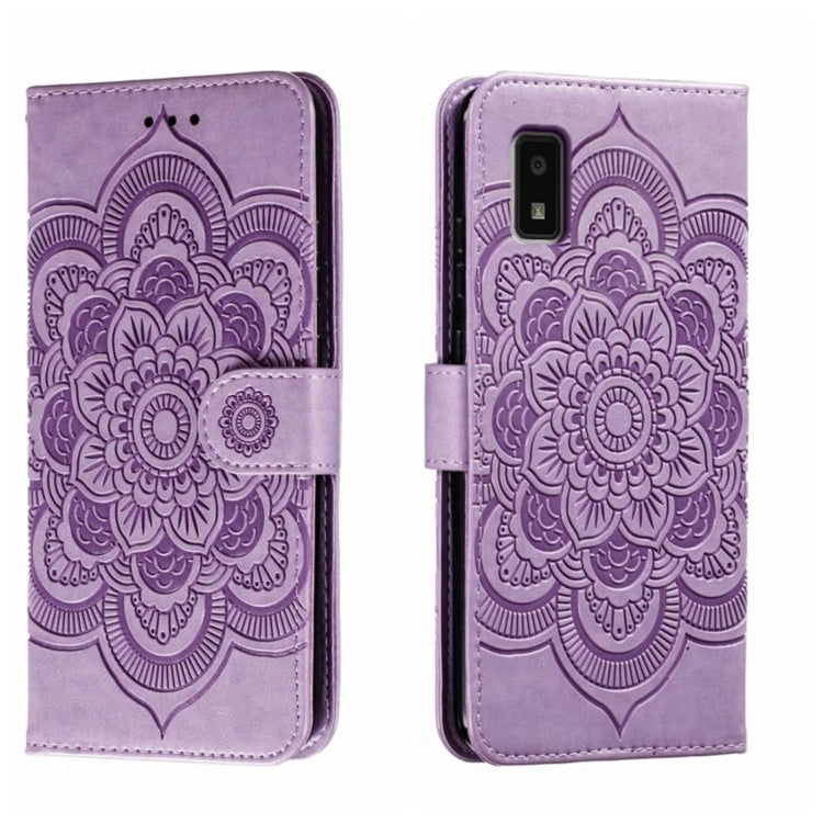 Sun Mandala Embossing Pattern Phone Leather Case, For Sharp Aquos R8 Pro, For Sharp Aquos Wish, For Sharp Aquos Sense3, For Sharp Aquos R5G, For Sharp Aquos R3, For Sharp Aquos R2