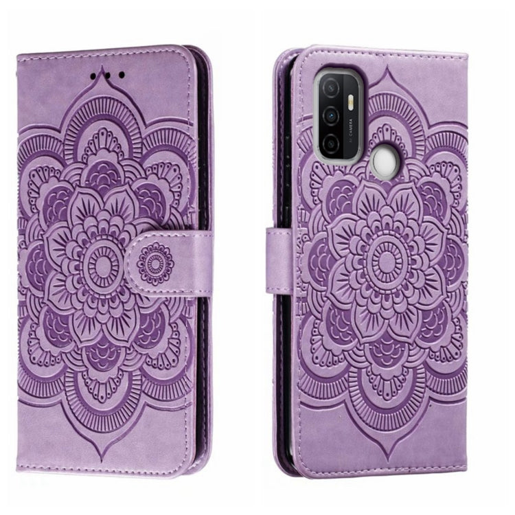 Sun Mandala Embossing Pattern Phone Leather Case, For OPPO A93 4G, For OPPO A53 2020, For OPPO A79 5G