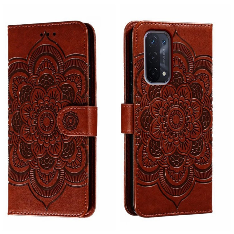 Sun Mandala Embossing Pattern Phone Leather Case, For OPPO A57 4G, For OPPO A57 5G, For OPPO A94 4G, For OPPO A94 5G, For OPPO A54 5G, For OPPO A55 5G