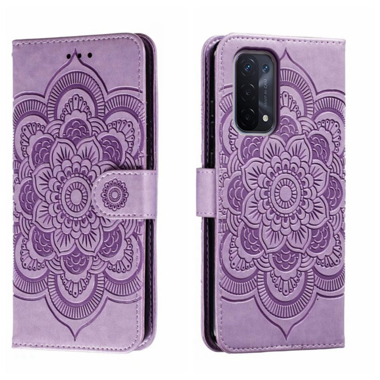 Sun Mandala Embossing Pattern Phone Leather Case, For OPPO A57 4G, For OPPO A57 5G, For OPPO A94 4G, For OPPO A94 5G, For OPPO A54 5G, For OPPO A55 5G