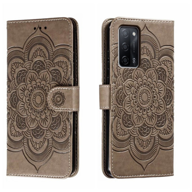 Sun Mandala Embossing Pattern Phone Leather Case, For OPPO A57 4G, For OPPO A57 5G, For OPPO A94 4G, For OPPO A94 5G, For OPPO A54 5G, For OPPO A55 5G