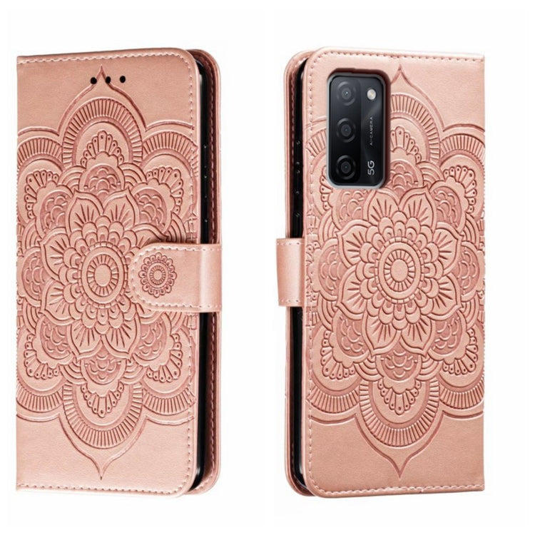 Sun Mandala Embossing Pattern Phone Leather Case, For OPPO A57 4G, For OPPO A57 5G, For OPPO A94 4G, For OPPO A94 5G, For OPPO A54 5G, For OPPO A55 5G