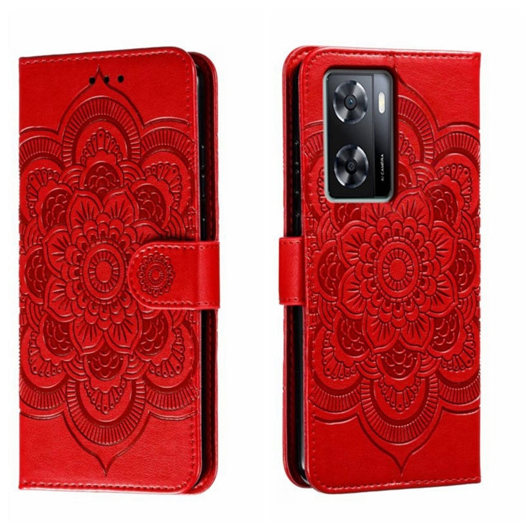 Sun Mandala Embossing Pattern Phone Leather Case, For OPPO A57 4G, For OPPO A57 5G, For OPPO A94 4G, For OPPO A94 5G, For OPPO A54 5G, For OPPO A55 5G