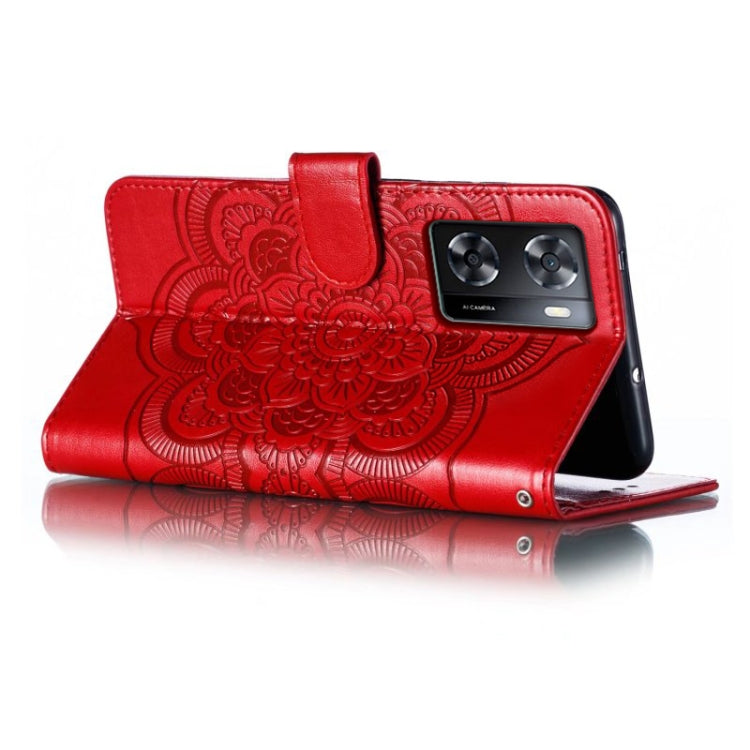Sun Mandala Embossing Pattern Phone Leather Case, For OPPO A57 4G, For OPPO A57 5G, For OPPO A94 4G, For OPPO A94 5G, For OPPO A54 5G, For OPPO A55 5G