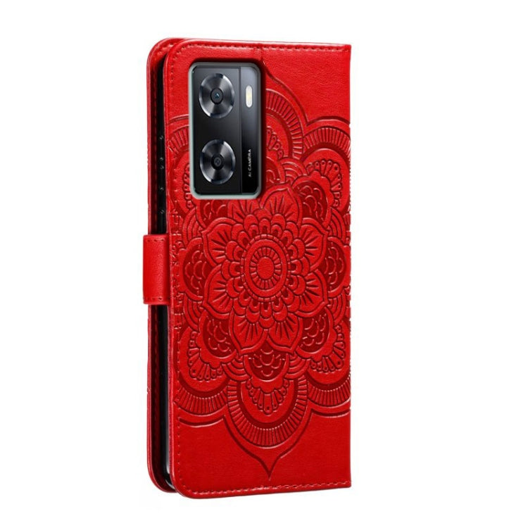Sun Mandala Embossing Pattern Phone Leather Case, For OPPO A57 4G, For OPPO A57 5G, For OPPO A94 4G, For OPPO A94 5G, For OPPO A54 5G, For OPPO A55 5G