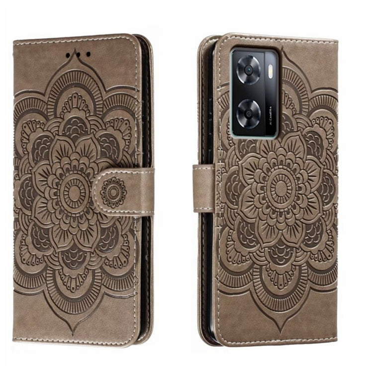 Sun Mandala Embossing Pattern Phone Leather Case, For OPPO A57 4G, For OPPO A57 5G, For OPPO A94 4G, For OPPO A94 5G, For OPPO A54 5G, For OPPO A55 5G