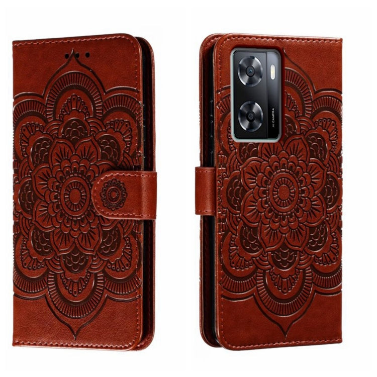 Sun Mandala Embossing Pattern Phone Leather Case, For OPPO A57 4G, For OPPO A57 5G, For OPPO A94 4G, For OPPO A94 5G, For OPPO A54 5G, For OPPO A55 5G