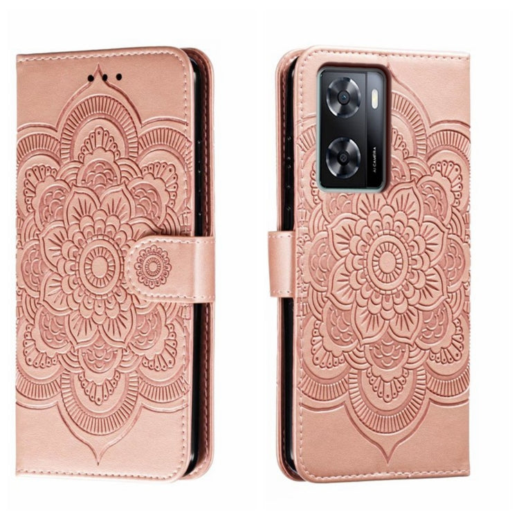 Sun Mandala Embossing Pattern Phone Leather Case, For OPPO A57 4G, For OPPO A57 5G, For OPPO A94 4G, For OPPO A94 5G, For OPPO A54 5G, For OPPO A55 5G