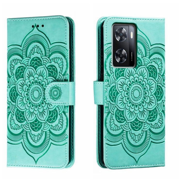 Sun Mandala Embossing Pattern Phone Leather Case, For OPPO A57 4G, For OPPO A57 5G, For OPPO A94 4G, For OPPO A94 5G, For OPPO A54 5G, For OPPO A55 5G
