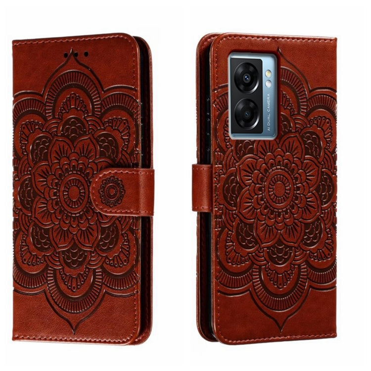 Sun Mandala Embossing Pattern Phone Leather Case, For OPPO A57 4G, For OPPO A57 5G, For OPPO A94 4G, For OPPO A94 5G, For OPPO A54 5G, For OPPO A55 5G