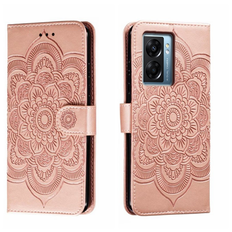 Sun Mandala Embossing Pattern Phone Leather Case, For OPPO A57 4G, For OPPO A57 5G, For OPPO A94 4G, For OPPO A94 5G, For OPPO A54 5G, For OPPO A55 5G