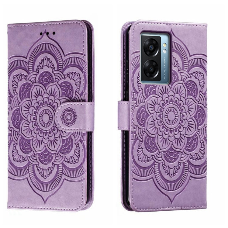 Sun Mandala Embossing Pattern Phone Leather Case, For OPPO A57 4G, For OPPO A57 5G, For OPPO A94 4G, For OPPO A94 5G, For OPPO A54 5G, For OPPO A55 5G