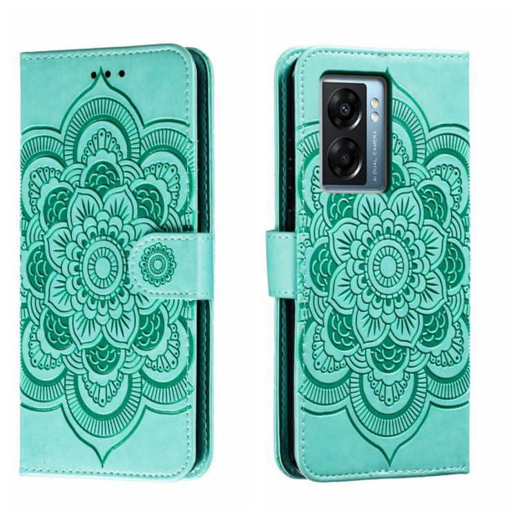 Sun Mandala Embossing Pattern Phone Leather Case, For OPPO A57 4G, For OPPO A57 5G, For OPPO A94 4G, For OPPO A94 5G, For OPPO A54 5G, For OPPO A55 5G