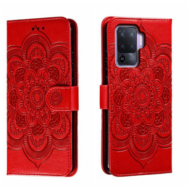 Sun Mandala Embossing Pattern Phone Leather Case, For OPPO A57 4G, For OPPO A57 5G, For OPPO A94 4G, For OPPO A94 5G, For OPPO A54 5G, For OPPO A55 5G