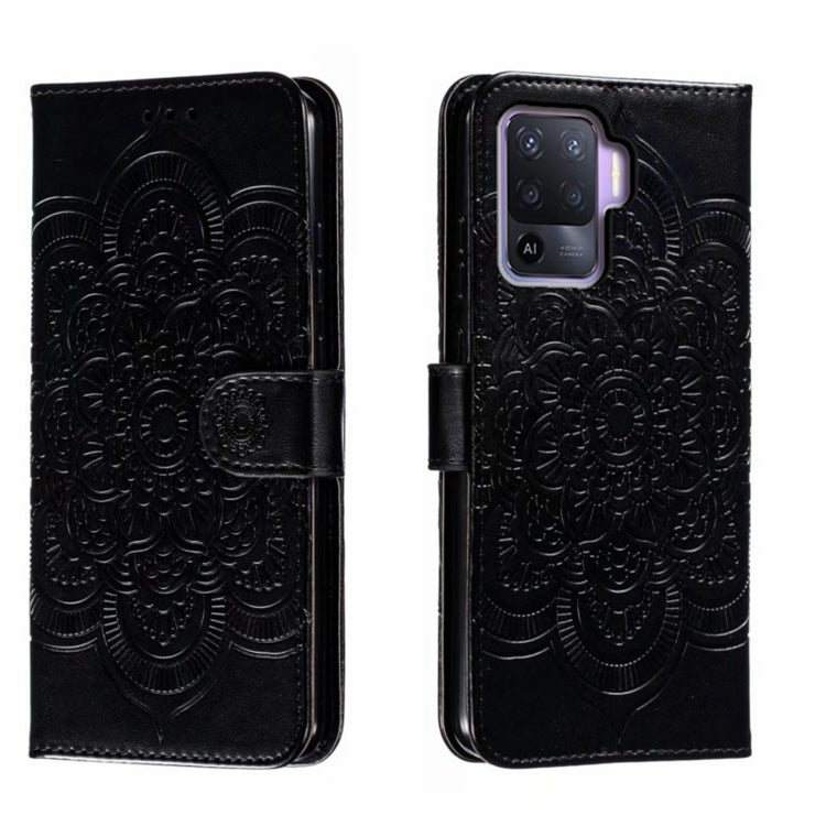 Sun Mandala Embossing Pattern Phone Leather Case, For OPPO A57 4G, For OPPO A57 5G, For OPPO A94 4G, For OPPO A94 5G, For OPPO A54 5G, For OPPO A55 5G