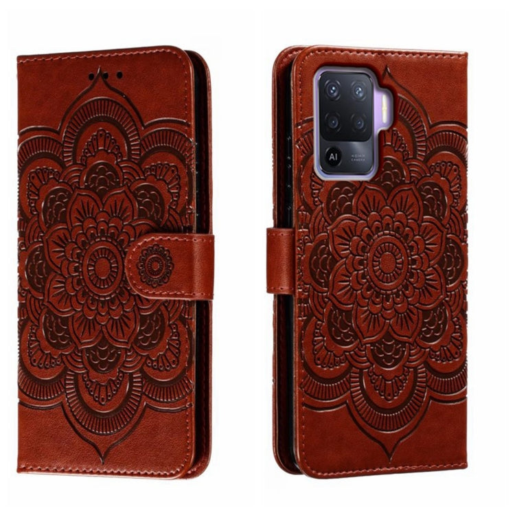 Sun Mandala Embossing Pattern Phone Leather Case, For OPPO A57 4G, For OPPO A57 5G, For OPPO A94 4G, For OPPO A94 5G, For OPPO A54 5G, For OPPO A55 5G