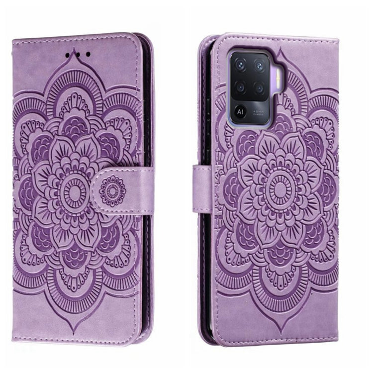 Sun Mandala Embossing Pattern Phone Leather Case, For OPPO A57 4G, For OPPO A57 5G, For OPPO A94 4G, For OPPO A94 5G, For OPPO A54 5G, For OPPO A55 5G