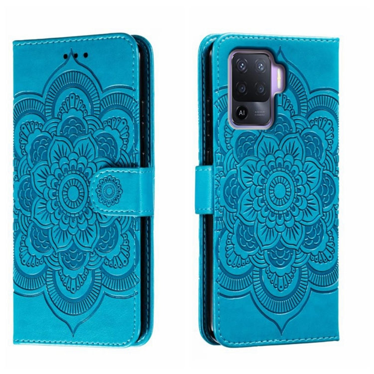 Sun Mandala Embossing Pattern Phone Leather Case, For OPPO A57 4G, For OPPO A57 5G, For OPPO A94 4G, For OPPO A94 5G, For OPPO A54 5G, For OPPO A55 5G