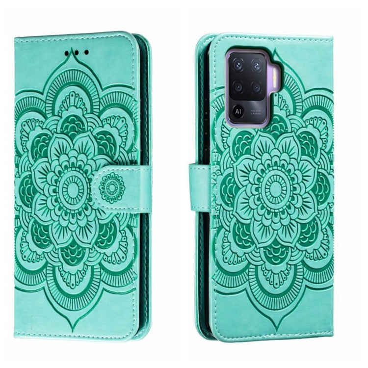 Sun Mandala Embossing Pattern Phone Leather Case, For OPPO A57 4G, For OPPO A57 5G, For OPPO A94 4G, For OPPO A94 5G, For OPPO A54 5G, For OPPO A55 5G