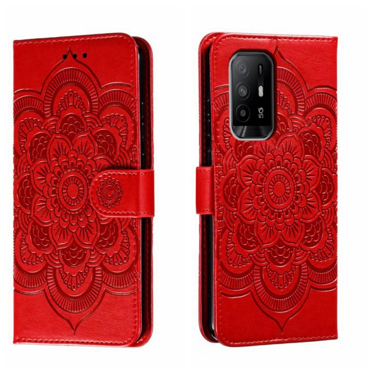 Sun Mandala Embossing Pattern Phone Leather Case, For OPPO A57 4G, For OPPO A57 5G, For OPPO A94 4G, For OPPO A94 5G, For OPPO A54 5G, For OPPO A55 5G