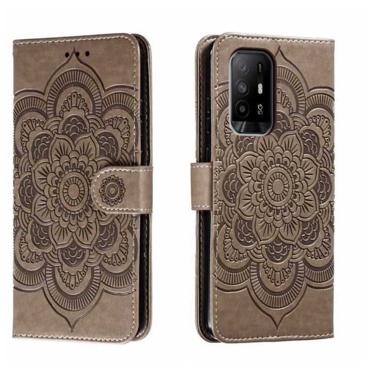 Sun Mandala Embossing Pattern Phone Leather Case, For OPPO A57 4G, For OPPO A57 5G, For OPPO A94 4G, For OPPO A94 5G, For OPPO A54 5G, For OPPO A55 5G