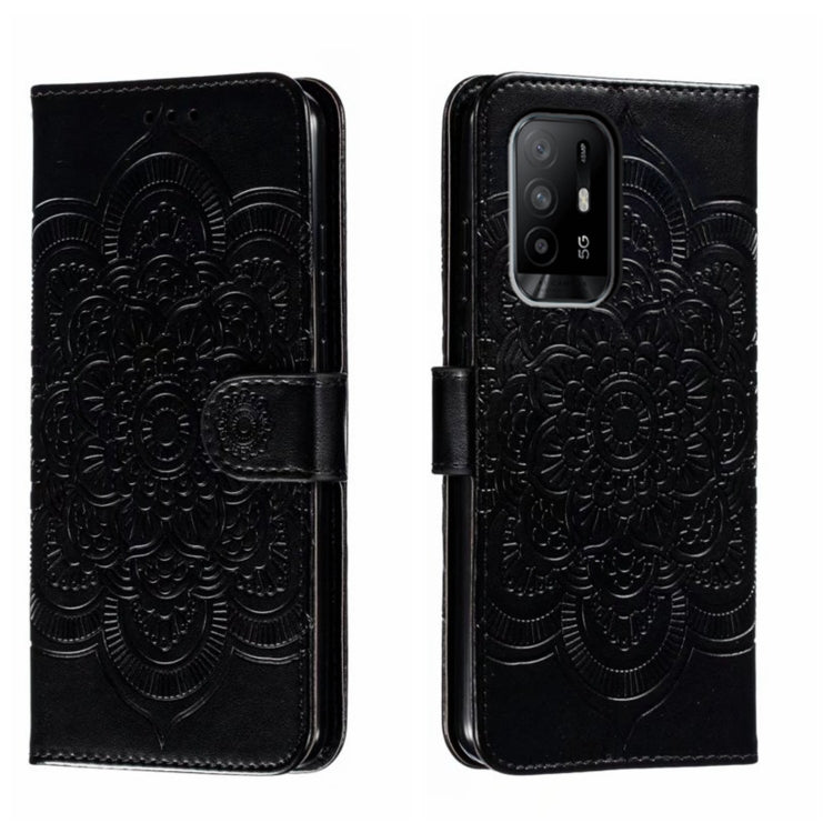 Sun Mandala Embossing Pattern Phone Leather Case, For OPPO A57 4G, For OPPO A57 5G, For OPPO A94 4G, For OPPO A94 5G, For OPPO A54 5G, For OPPO A55 5G