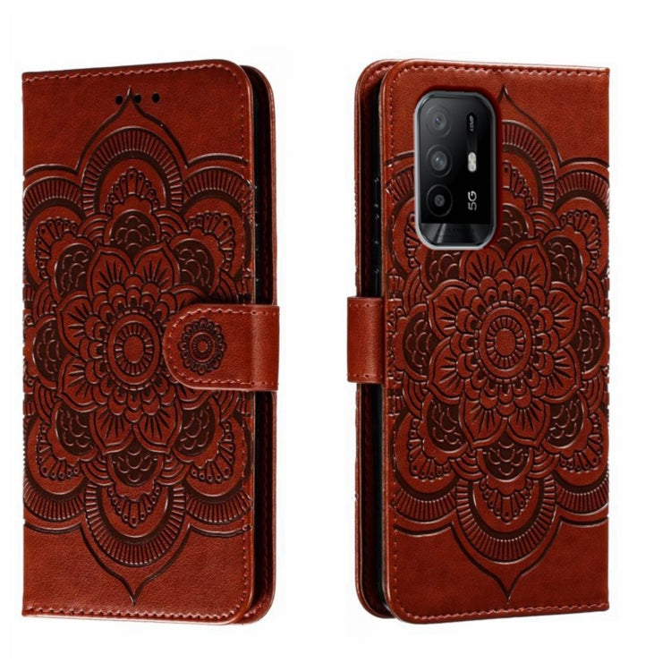 Sun Mandala Embossing Pattern Phone Leather Case, For OPPO A57 4G, For OPPO A57 5G, For OPPO A94 4G, For OPPO A94 5G, For OPPO A54 5G, For OPPO A55 5G