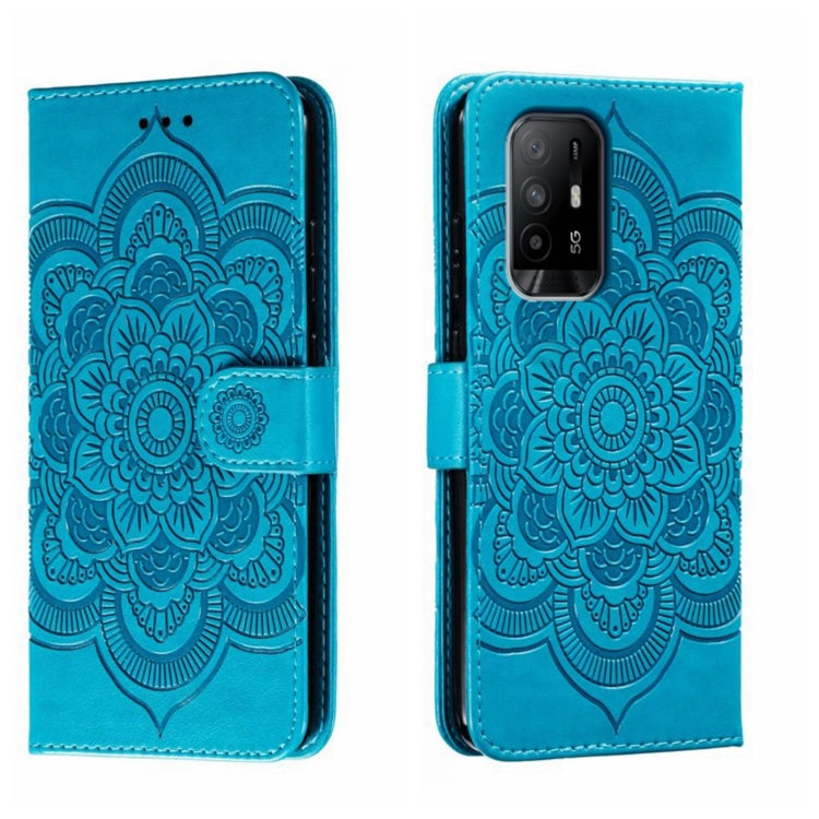 Sun Mandala Embossing Pattern Phone Leather Case, For OPPO A57 4G, For OPPO A57 5G, For OPPO A94 4G, For OPPO A94 5G, For OPPO A54 5G, For OPPO A55 5G