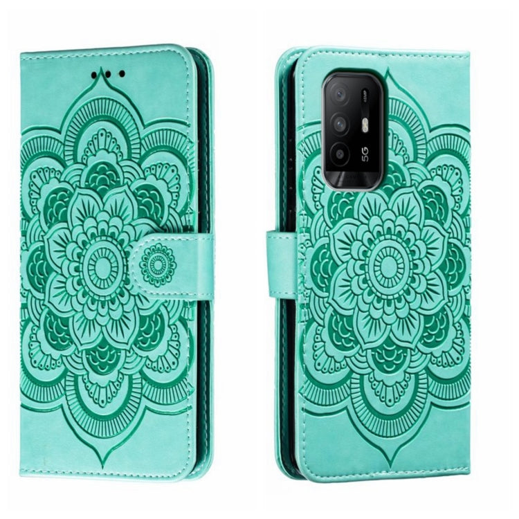 Sun Mandala Embossing Pattern Phone Leather Case, For OPPO A57 4G, For OPPO A57 5G, For OPPO A94 4G, For OPPO A94 5G, For OPPO A54 5G, For OPPO A55 5G
