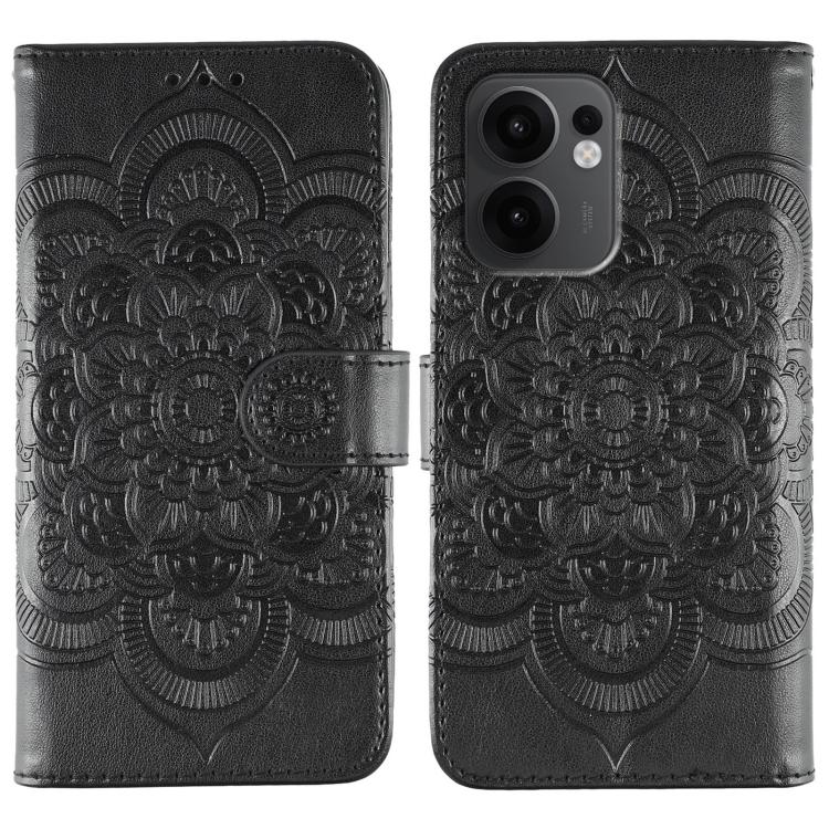 Sun Mandala Embossing Pattern Phone Leather Case, For OPPO Reno13 F, For OPPO Find X8, For OPPO K11, For OPPO Reno10 5G Global, For OPPO A78 4G, For OPPO Find X8 Pro