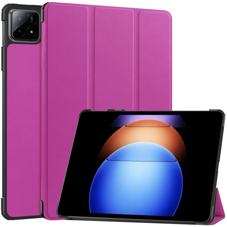 Custer Pure Color 3-Fold Holder Smart Leather Tablet Case, For Xiaomi Pad 6S Pro
