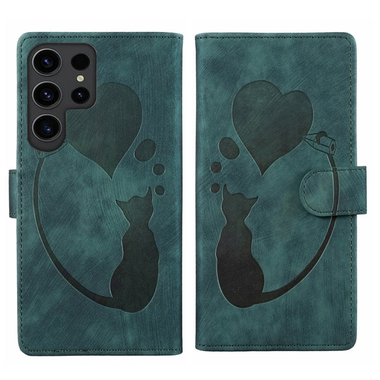 Pen Heart Cat Embossed Leather Phone Case, For Samsung Galaxy A15 5G, For Samsung Galaxy A55 5G, For Samsung Galaxy A35 5G, For Samsung Galaxy S24 Ultra 5G, For Samsung Galaxy S24+ 5G, For Samsung Galaxy S24 5G, For Samsung Galaxy A05s                 ...