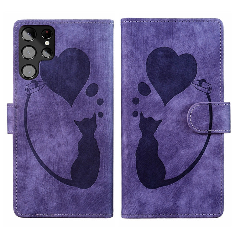 Pen Heart Cat Embossed Leather Phone Case, For Samsung Galaxy A14 5G, For Samsung Galaxy A13 4G / 5G / A04, For Samsung Galaxy A53 5G, For Samsung Galaxy A33 5G, For Samsung Galaxy S22 Ultra 5G, For Samsung Galaxy S22+ 5G, For Samsung Galaxy S22 5G    ...