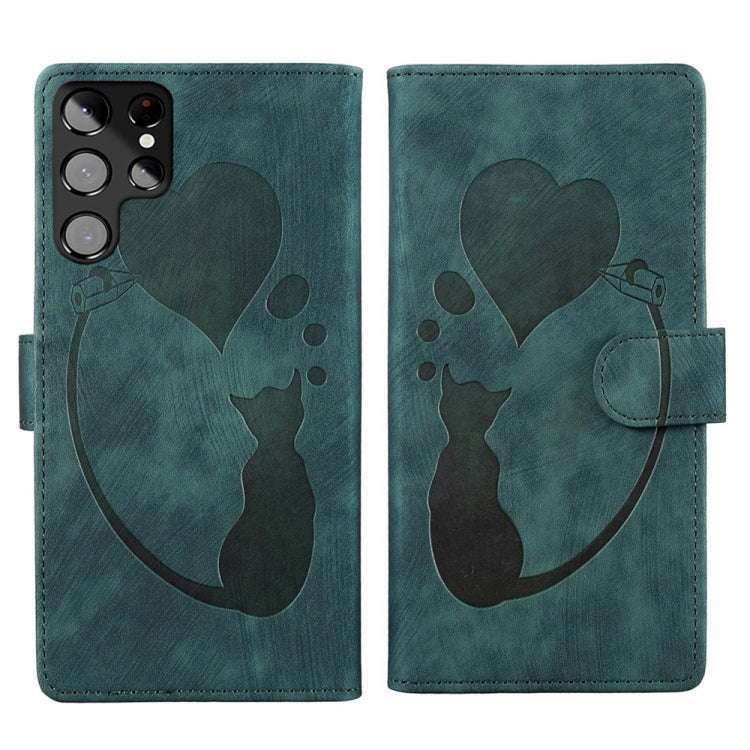Pen Heart Cat Embossed Leather Phone Case, For Samsung Galaxy A14 5G, For Samsung Galaxy A13 4G / 5G / A04, For Samsung Galaxy A53 5G, For Samsung Galaxy A33 5G, For Samsung Galaxy S22 Ultra 5G, For Samsung Galaxy S22+ 5G, For Samsung Galaxy S22 5G    ...