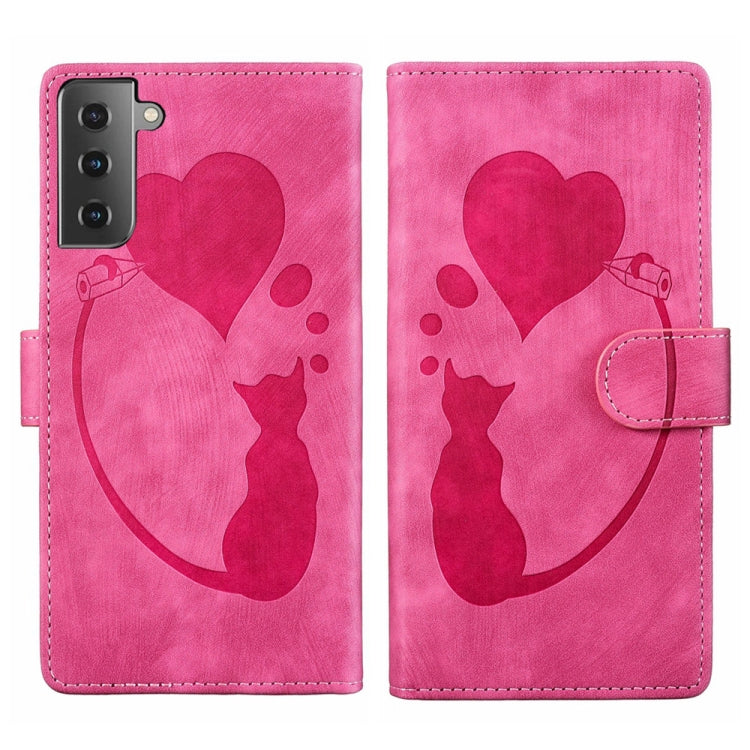 Pen Heart Cat Embossed Leather Phone Case, For Samsung Galaxy A14 5G, For Samsung Galaxy A13 4G / 5G / A04, For Samsung Galaxy A53 5G, For Samsung Galaxy A33 5G, For Samsung Galaxy S22 Ultra 5G, For Samsung Galaxy S22+ 5G, For Samsung Galaxy S22 5G    ...