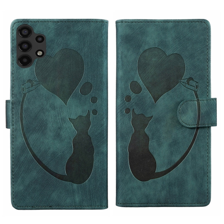 Pen Heart Cat Embossed Leather Phone Case, For Samsung Galaxy S21 FE 5G, For Samsung Galaxy A32 5G, For Samsung Galaxy S21 5G, For Samsung Galaxy S21+ 5G, For Samsung Galaxy S21 Ultra 5G, For Samsung Galaxy S20 FE 5G