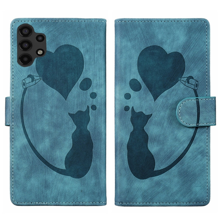Pen Heart Cat Embossed Leather Phone Case, For Samsung Galaxy S21 FE 5G, For Samsung Galaxy A32 5G, For Samsung Galaxy S21 5G, For Samsung Galaxy S21+ 5G, For Samsung Galaxy S21 Ultra 5G, For Samsung Galaxy S20 FE 5G