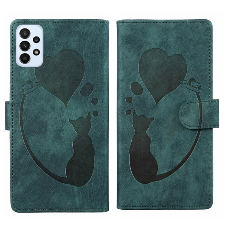 Pen Heart Cat Embossed Leather Phone Case, For Samsung Galaxy S23 FE 5G, For Samsung Galaxy A24 4G, For Samsung Galaxy A23 5G, For Samsung Galaxy A34 5G, For Samsung Galaxy A54 5G, For Samsung Galaxy S23 Ultra 5G, For Samsung Galaxy S23+ 5G            ...