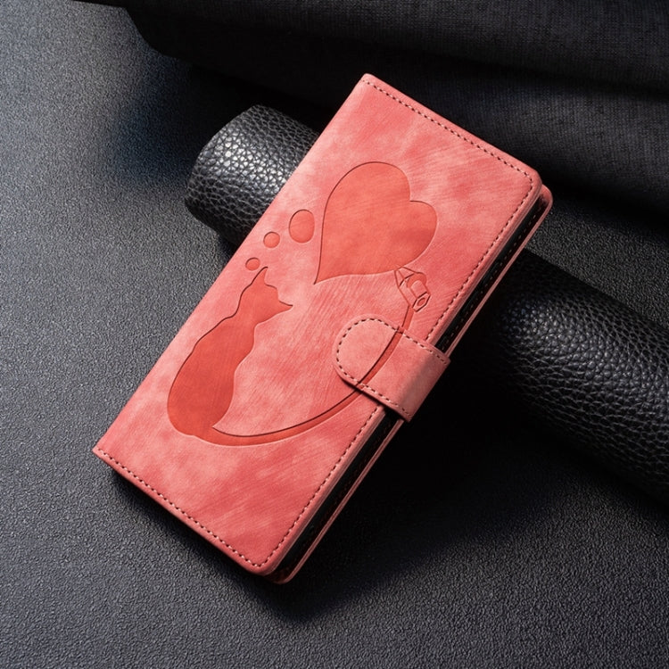 Pen Heart Cat Embossed Leather Phone Case, For Samsung Galaxy A14 5G, For Samsung Galaxy A13 4G / 5G / A04, For Samsung Galaxy A53 5G, For Samsung Galaxy A33 5G, For Samsung Galaxy S22 Ultra 5G, For Samsung Galaxy S22+ 5G, For Samsung Galaxy S22 5G    ...