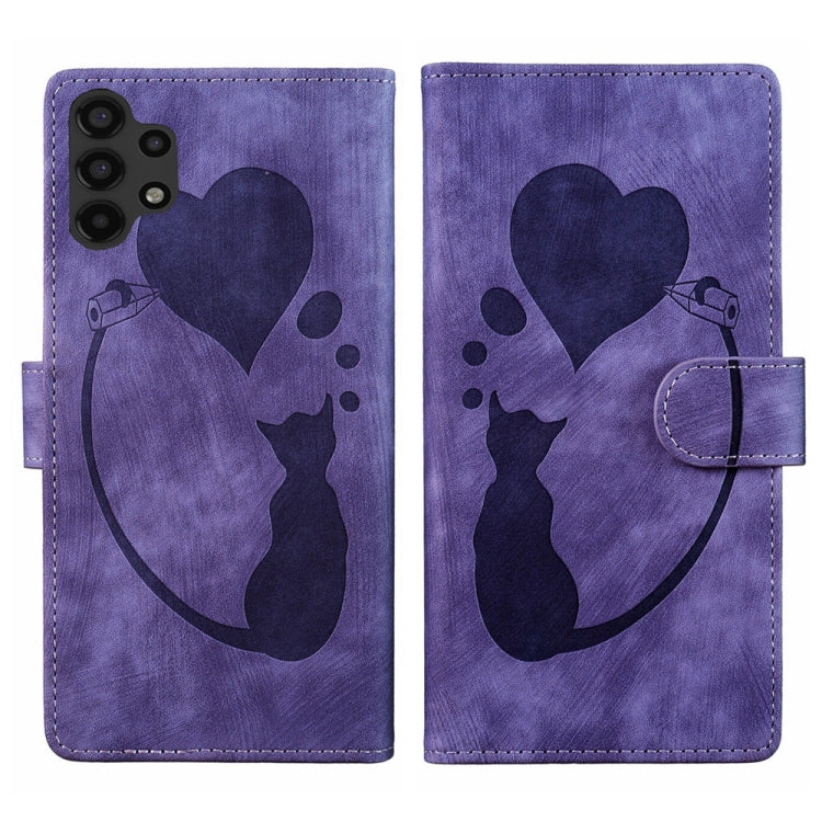 Pen Heart Cat Embossed Leather Phone Case, For Samsung Galaxy A14 5G, For Samsung Galaxy A13 4G / 5G / A04, For Samsung Galaxy A53 5G, For Samsung Galaxy A33 5G, For Samsung Galaxy S22 Ultra 5G, For Samsung Galaxy S22+ 5G, For Samsung Galaxy S22 5G    ...