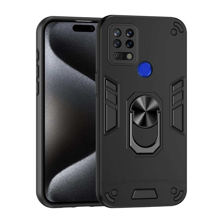 Shockproof Metal Ring Holder Phone Case, For Tecno Spark 7P, For Tecno Pova