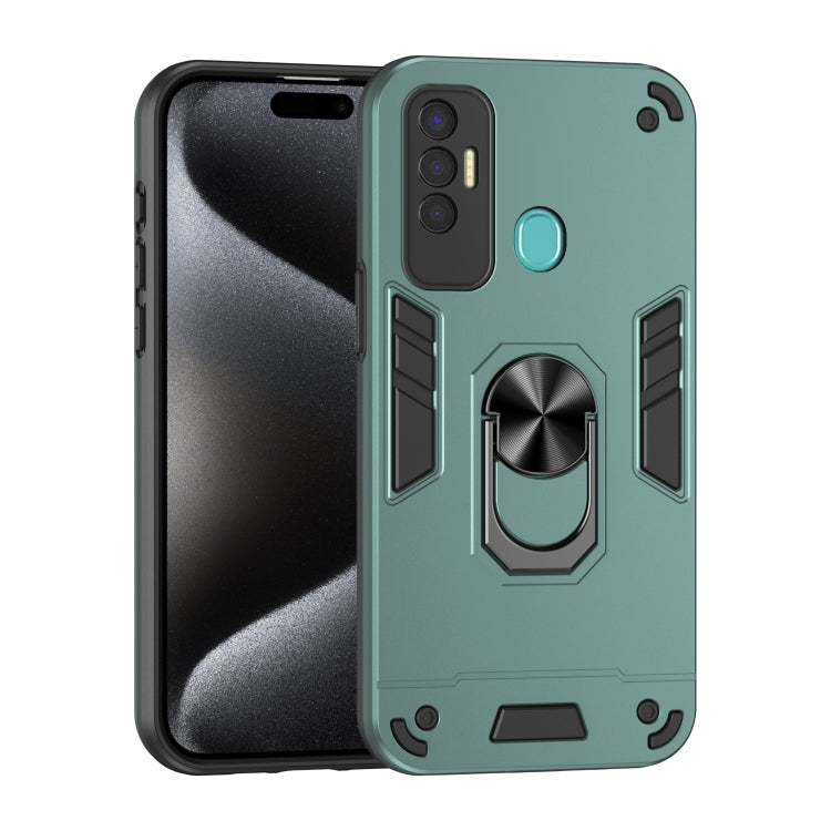 Shockproof Metal Ring Holder Phone Case, For Tecno Spark 7P, For Tecno Pova
