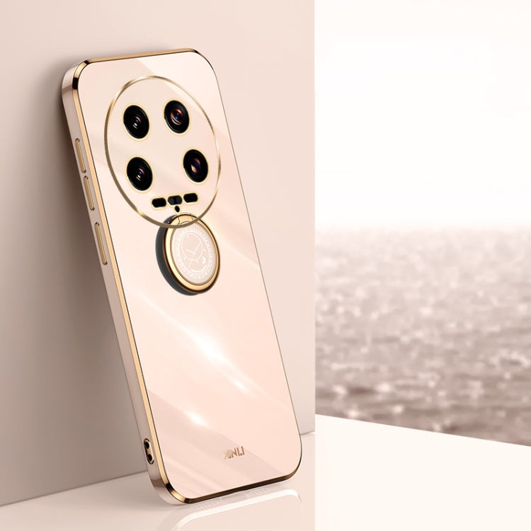 XINLI Straight Edge 6D Electroplate TPU Phone Case with Ring Holder, For Xiaomi Civi 4 Pro, For Xiaomi Redmi A3, For Xiaomi 14 Ultra 5G