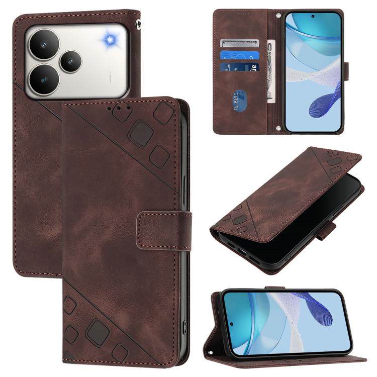 Skin-feel Embossed Leather Phone Case, For Realme 16T 5G Global, For Realme C100 5G / C85 5G Global, For Realme 16 Pro+ 5G Global, For Realme 16 Pro 5G Global, For Realme P4x 5G / OnePlus Nord CE6 Lite, For Realme Note 70 4G / 70T 4G                   ...